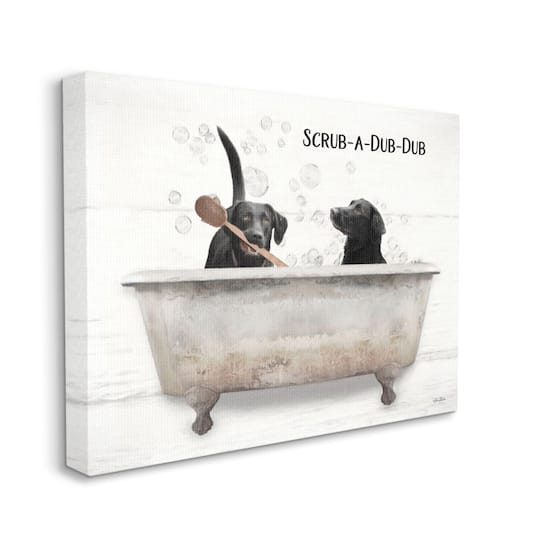Stupell Industries Scrub a Dub Dub Quote Family Pet Dog Bath Canvas Wall Art